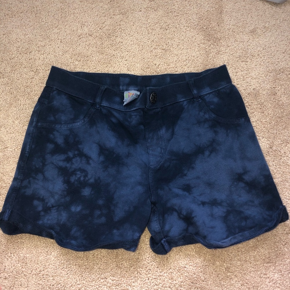 blue tie dye shorts